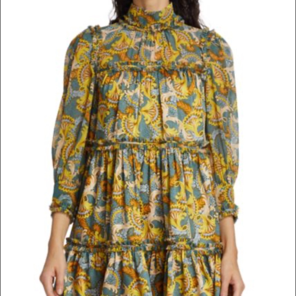 cinq a sept Brady High Neck Tiered Mini Dress